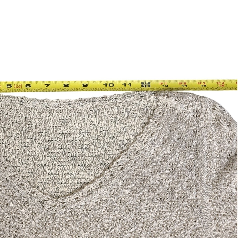 Beige Crochet Knit Lightweight Sweater‎ S Cottagcore Prairie Peasant Fairycore - Picture 9 of 10